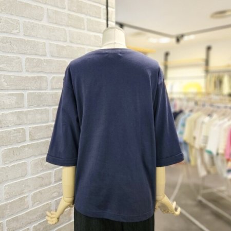 시보리 배색 프린트 티셔츠