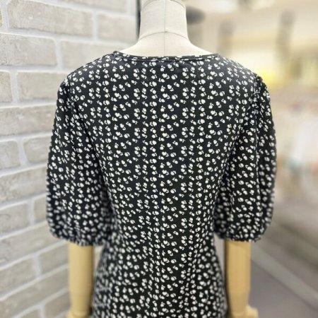 브이넥 프린트 원피스