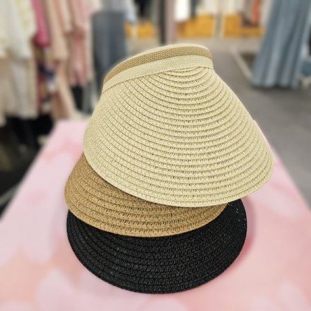 배색 띠 썬 캡