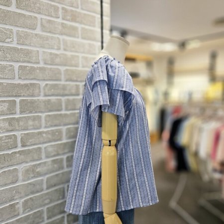 넥 스모킹 자카드 블라우스