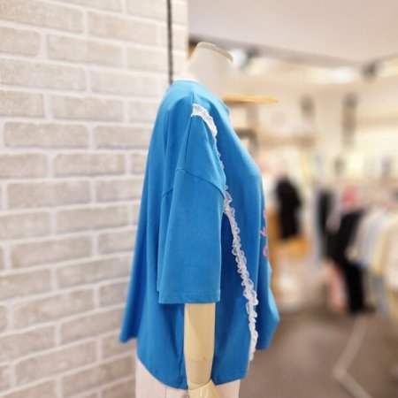 레이스 레터링 반팔 티셔츠