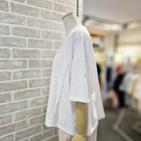 레이스 레터링 반팔 티셔츠