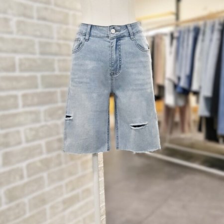 데님 슬림핏 5부 데님 쇼츠