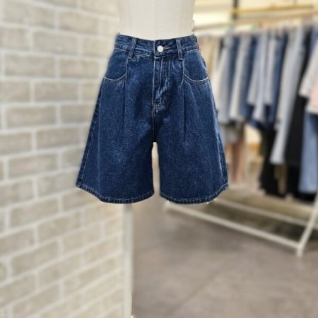 턱 장식 데님 쇼츠