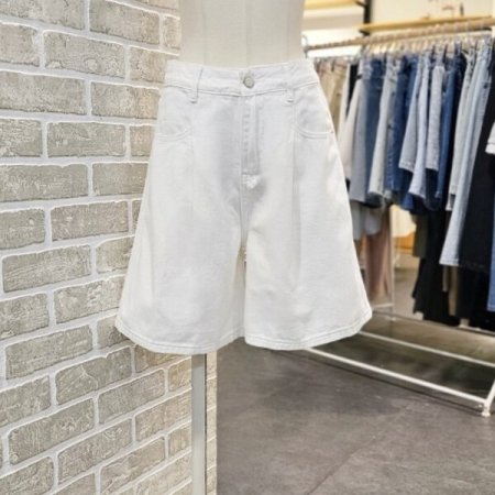 턱 장식 데님 쇼츠