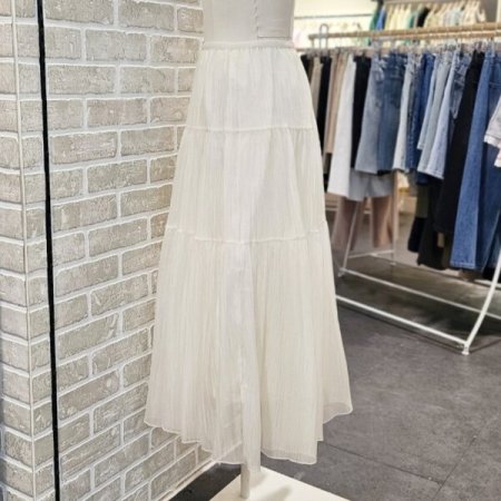 시스루 티어드 스커트