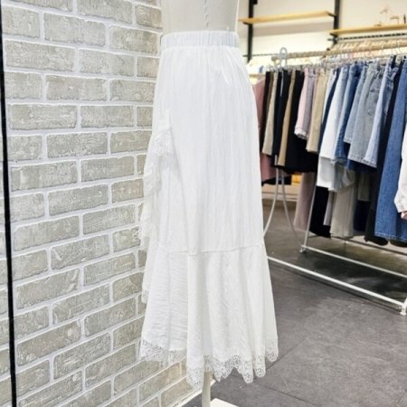 사선 레이스 스커트