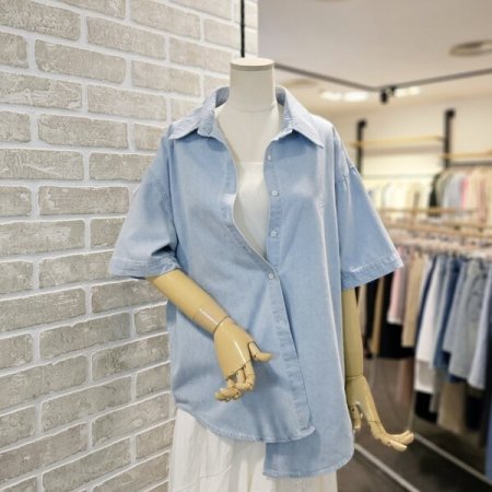 자수 루즈핏 데님 남방