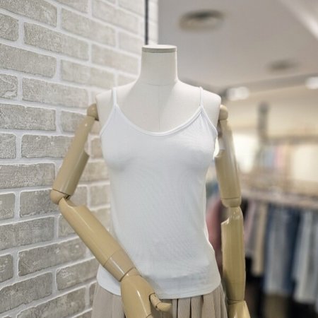 면 스판 솔리드 슬리브리스