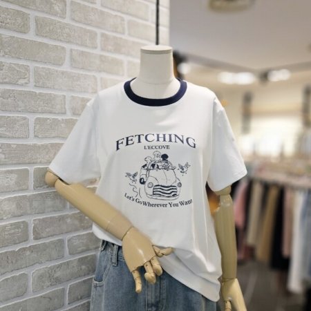 도그 프린트 반팔 티셔츠