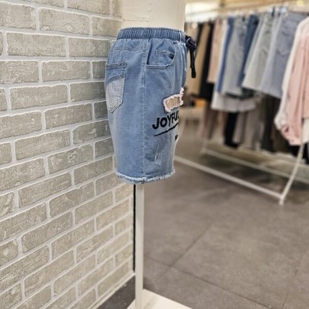 자수 패치 밴딩 쇼츠