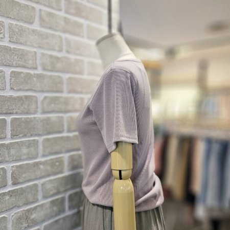 스퀘어넥 골지 티셔츠