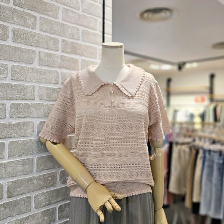 크로쉐 카라 니트