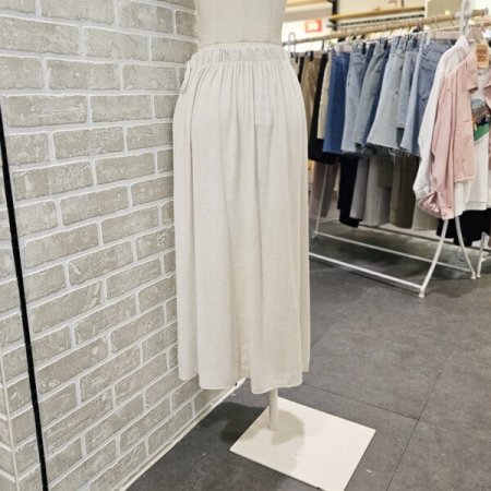 린넨 혼방 랩 스커트