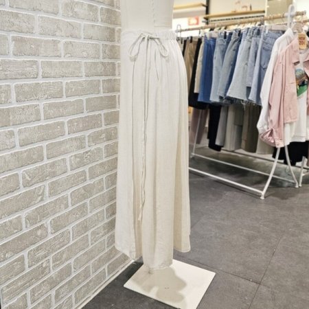 린넨 혼방 랩 스커트