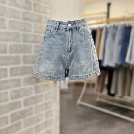 절개 데님 숏 팬츠
