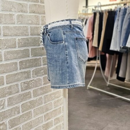 허리 레이스 데님 숏 팬츠