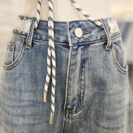 허리 레이스 데님 숏 팬츠