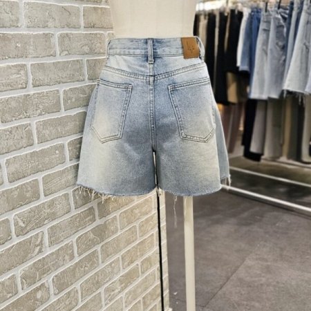 밑단 데끼 데님 숏 팬츠