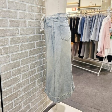 레이스 벨트 데님 스커트