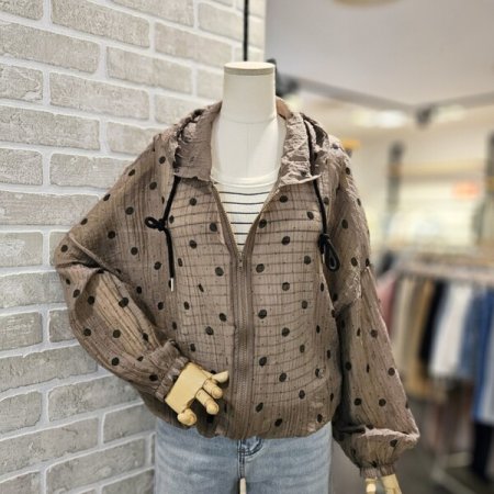 도트 시스루 점퍼