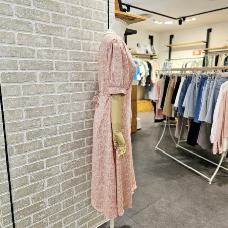 플라워 프린트 V넥 원피스