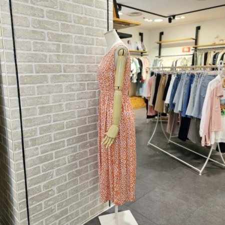 허리 밴딩 프린트 원피스