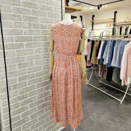 허리 밴딩 프린트 원피스