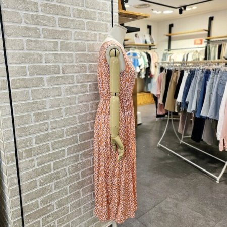 허리 밴딩 프린트 원피스