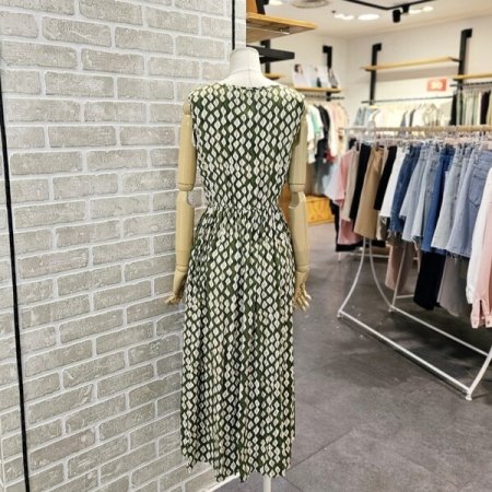 허리 밴딩 프린트 원피스