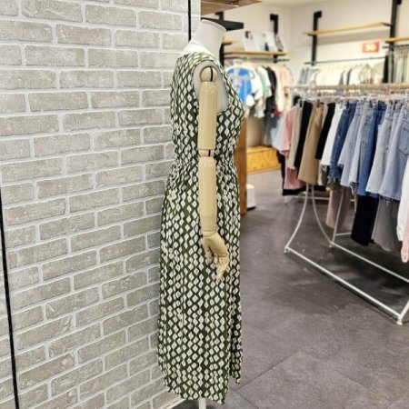 허리 밴딩 프린트 원피스