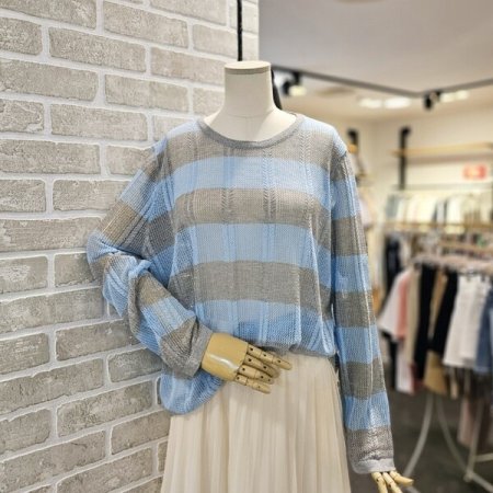 루즈핏 스트라이프 니트