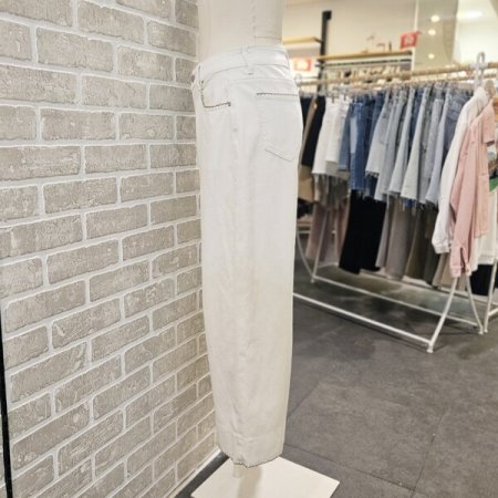 자수 9부 데님 팬츠