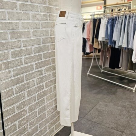 자수 9부 데님 팬츠