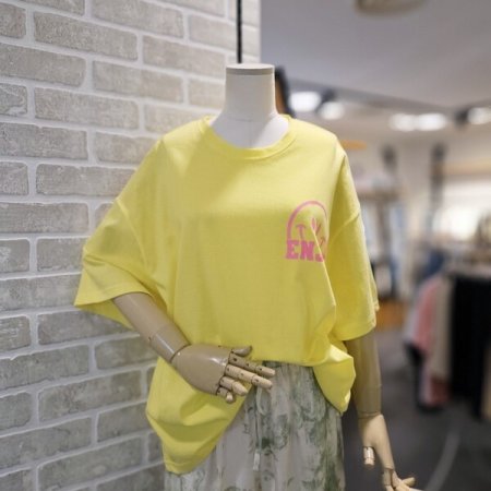 형광 스마일 프린트 티셔츠