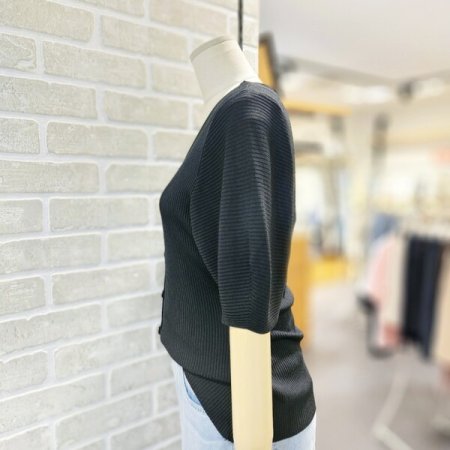 퍼프 소매 리브드 가디건