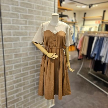 스트라이프 배색 원피스