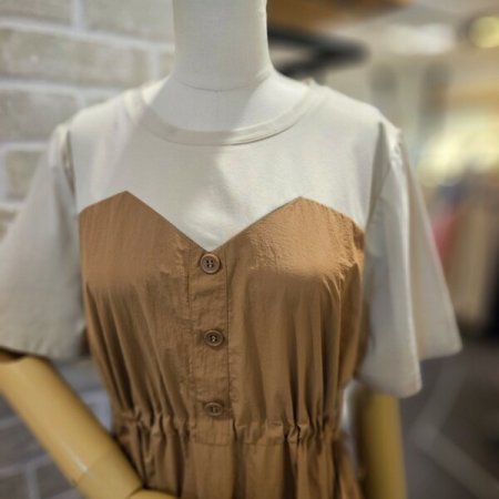 스트라이프 배색 원피스