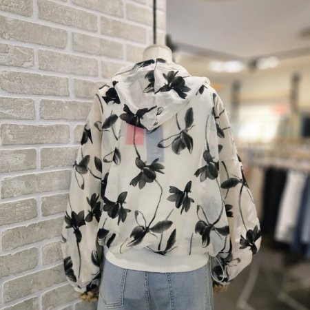 프린트 시스루 점퍼