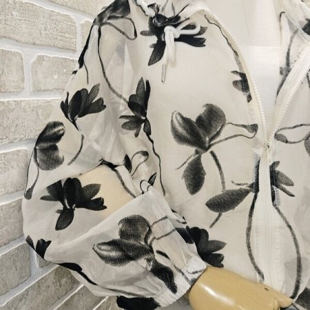 프린트 시스루 점퍼