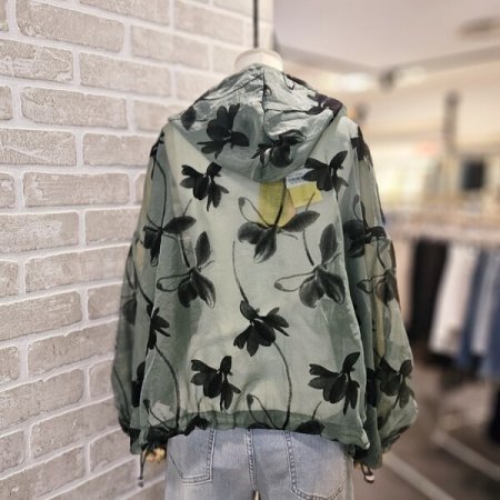 프린트 시스루 점퍼