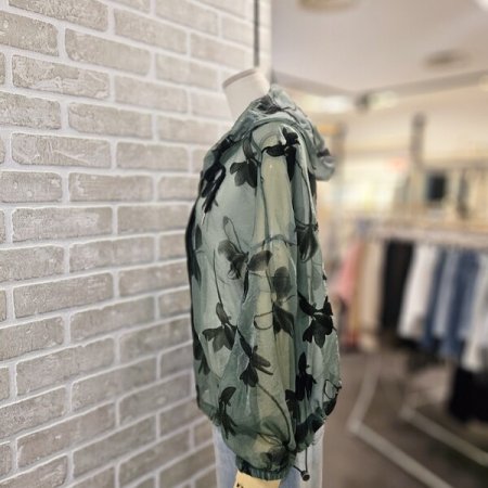 프린트 시스루 점퍼