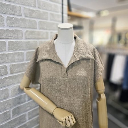 카라 주름 롱 원피스