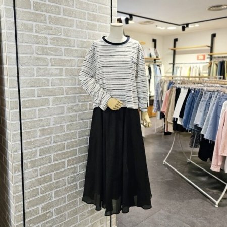 스트라이프 크롭 티셔츠