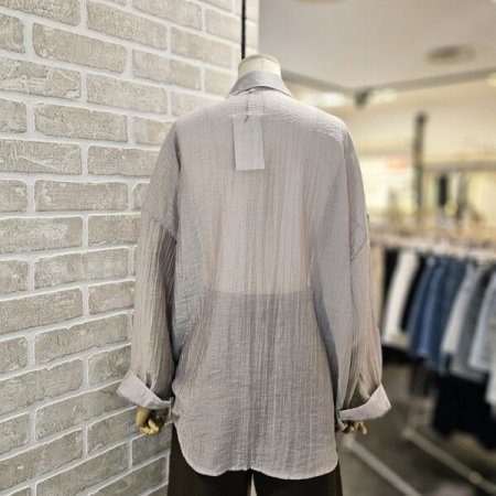 금속 장식 시스루 주름 남방