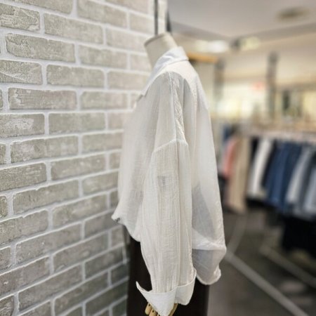 금속 장식 시스루 주름 남방