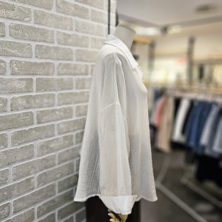 금속 장식 시스루 주름 남방