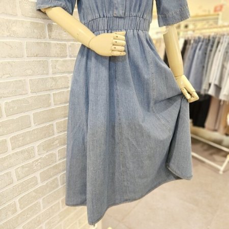 후드 데님 원피스