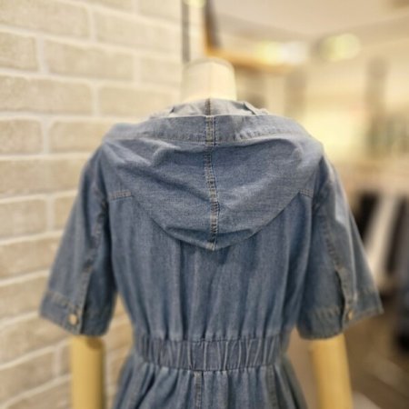 후드 데님 원피스