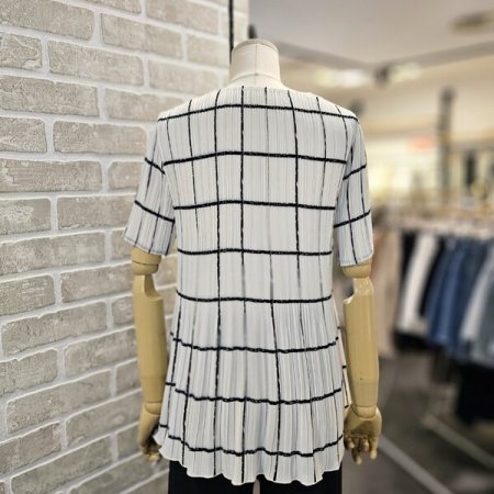 프린트 플리츠 블라우스